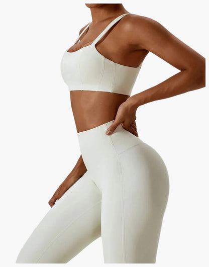 Leggings taille haute et brassière de sport femme – Ensemble fitness élégant pour entraînement et yoga
