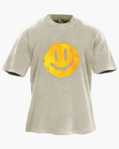 Camiseta unisex de gran tamaño estilo callejero sonriente – Comodidad y aspecto moderno