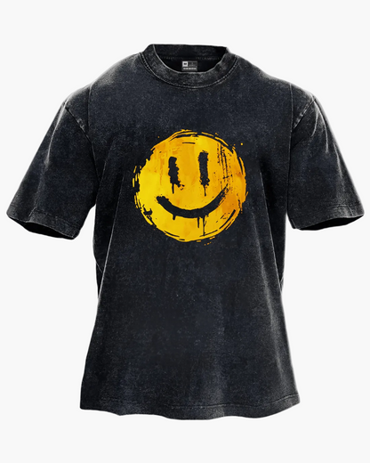 Camiseta unisex de gran tamaño estilo callejero sonriente – Comodidad y aspecto moderno