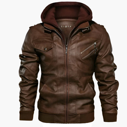 Veste Homme Style Motard Urbain avec Capuche Amovible – Design Moderne et Pratique