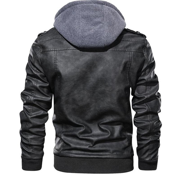 Veste Homme Style Motard Urbain avec Capuche Amovible – Design Moderne et Pratique