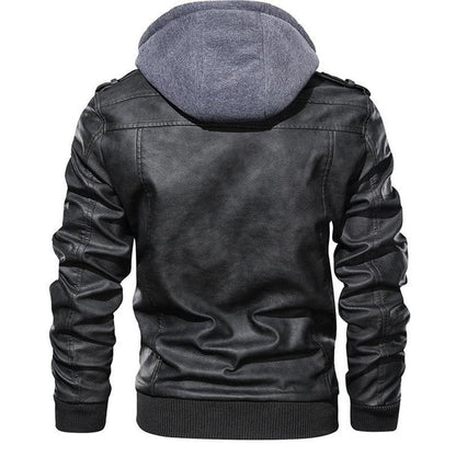 Veste Homme Style Motard Urbain avec Capuche Amovible – Design Moderne et Pratique