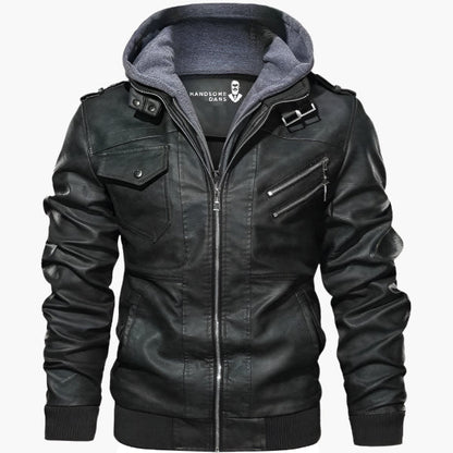 Veste Homme Style Motard Urbain avec Capuche Amovible – Design Moderne et Pratique
