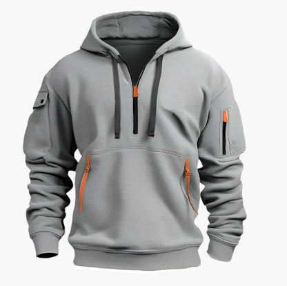 Sweat à Capuche Homme Style Artemis Urbain avec Poches Fonctionnelles et Fermetures Éclair