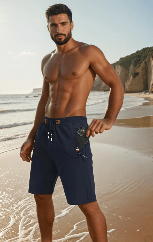Casual men's sports shorts – Versatile city style with zipped pockets