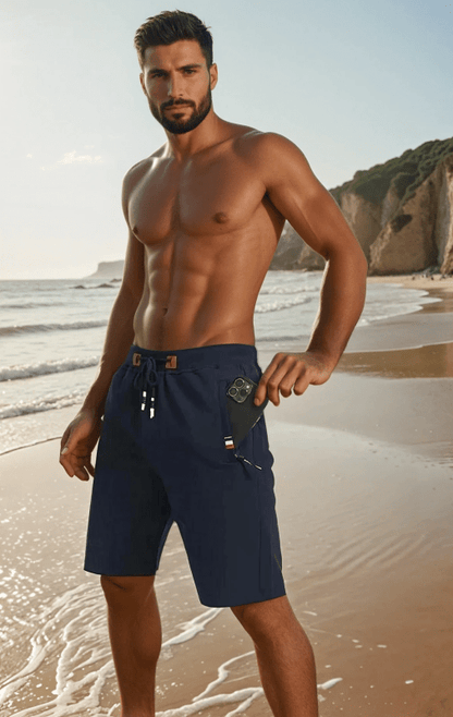 Casual men's sports shorts – Versatile city style with zipped pockets