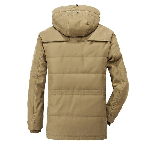 Veste d'hiver homme style randonnée imperméable avec capuche amovible et doublure polaire