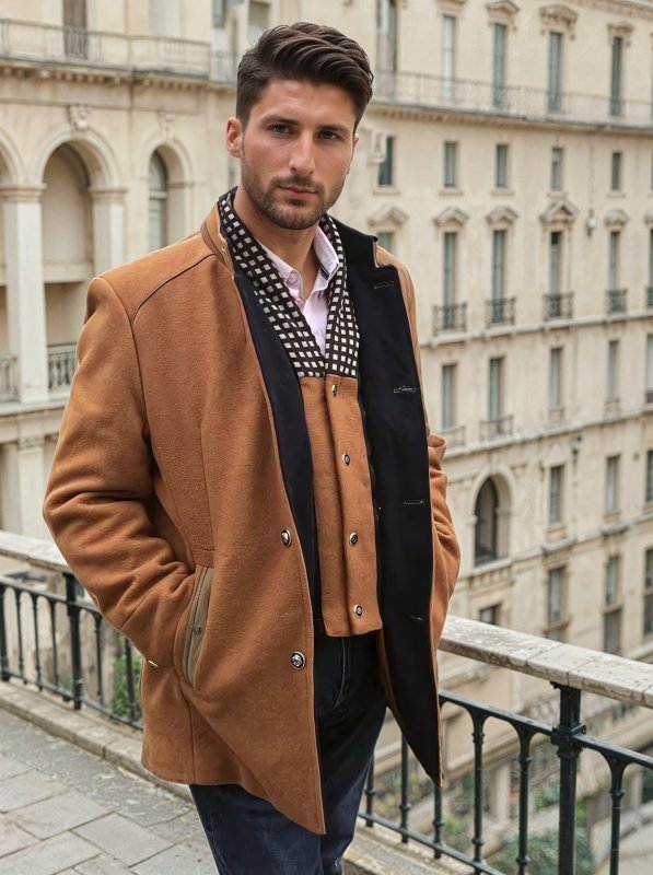 Manteau Style Pea Coat Slim pour Homme Élégant et Sophistiqué – Idéal Soirées et Événements