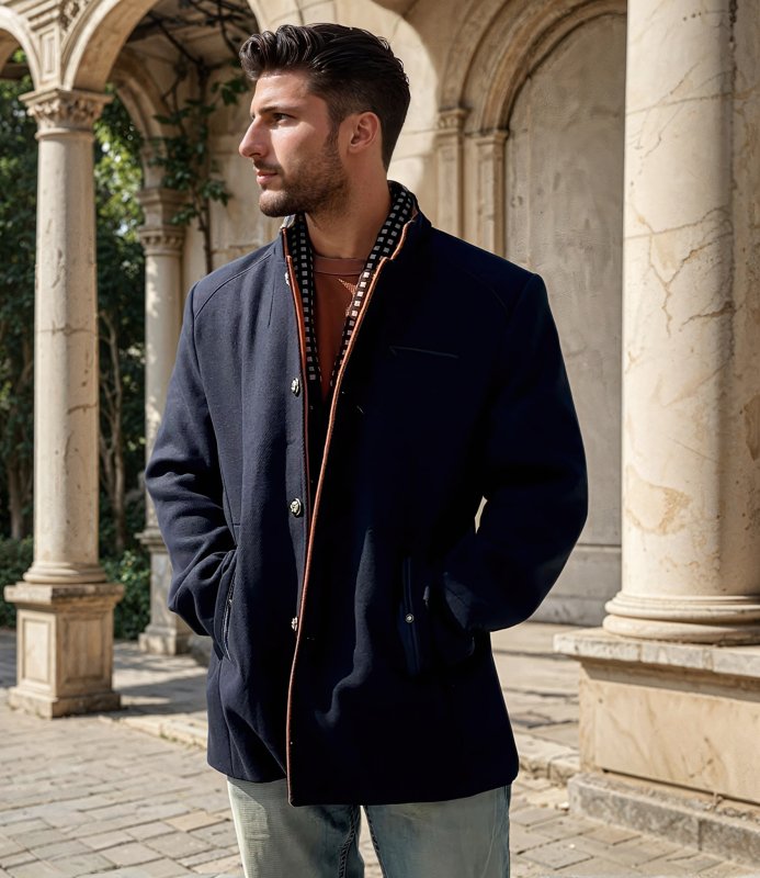 Manteau Style Pea Coat Slim pour Homme Élégant et Sophistiqué – Idéal Soirées et Événements