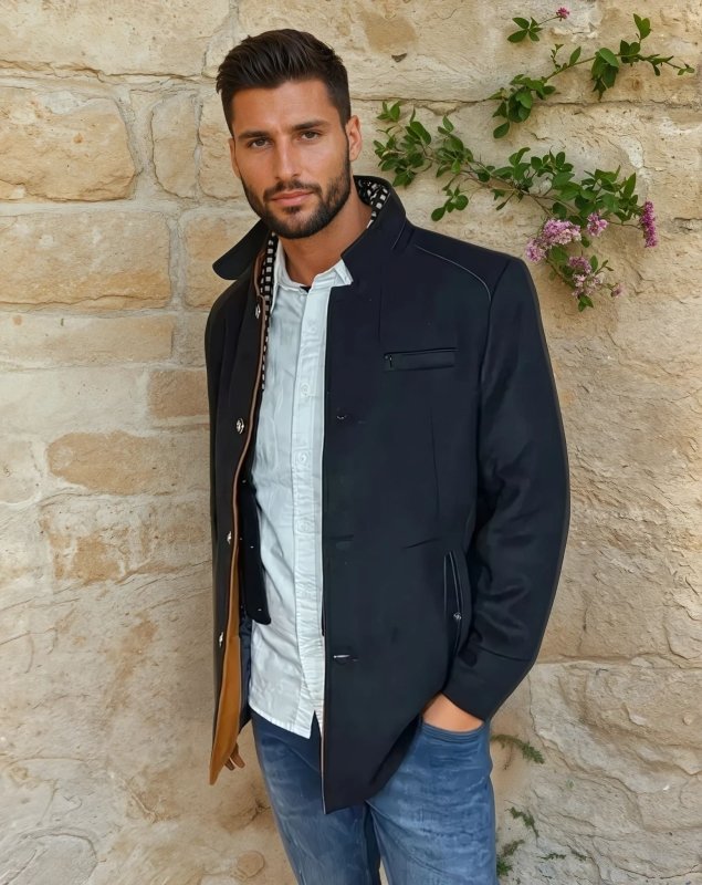 Manteau Style Pea Coat Slim pour Homme Élégant et Sophistiqué – Idéal Soirées et Événements