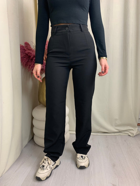 Amanda – Pantalon Évasé Noir pour Femme