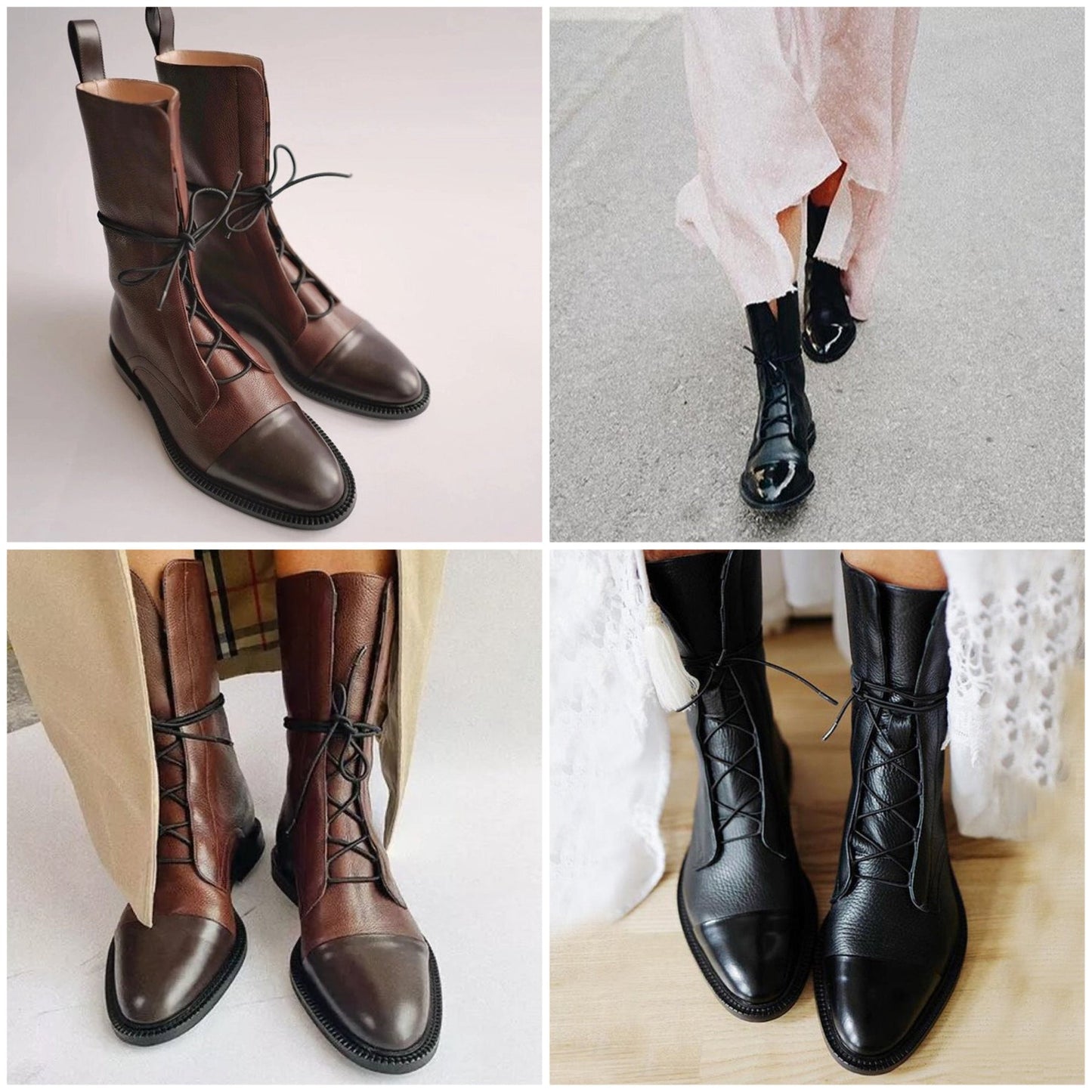 Bottes à lacets classiques pour femme, style citadin chic et polyvalent