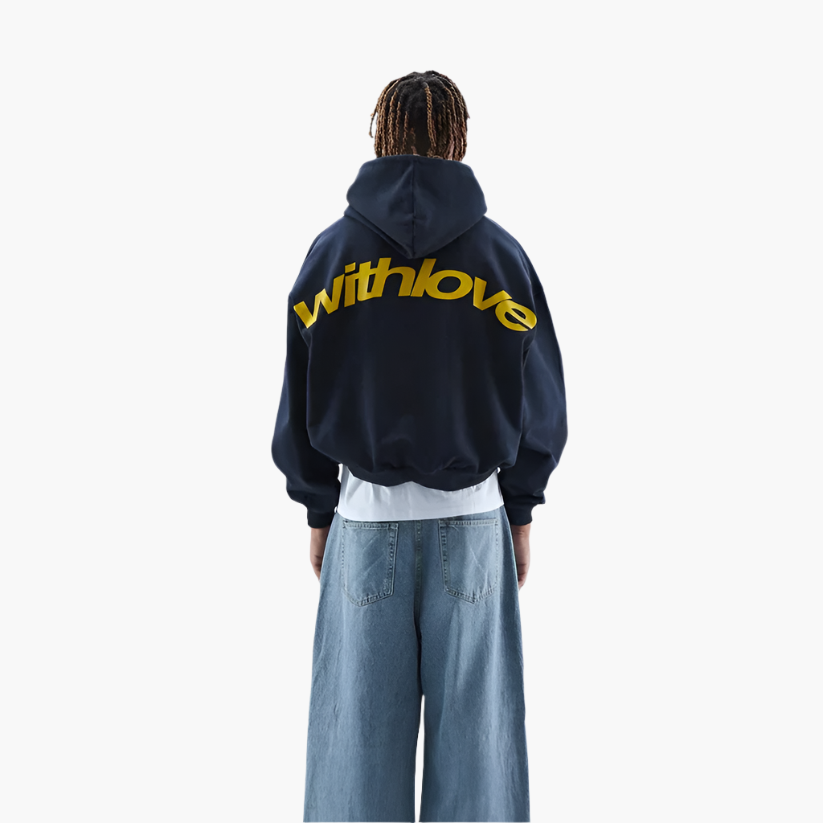 Sweat à capuche unisexe style urbain "with love" imprimé graphique pour usage quotidien et détente