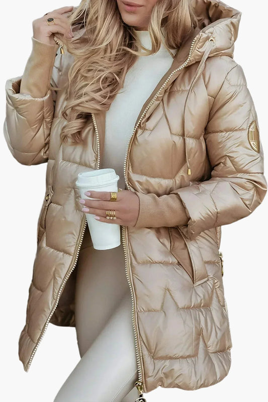 Manteau matelassé à capuche style urbain pour femme – Idéal pour l'automne et l'hiver