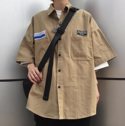 Chris – Chemise de Travail Homme à Manches Courtes avec Motif Bière