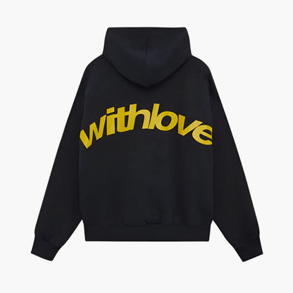 Sweat à capuche décontracté unisexe style urbain avec slogan 'withlove' – Idéal pour l'hiver et les loisirs