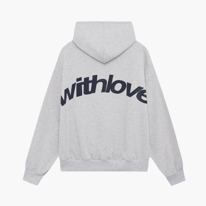 Sweat à capuche décontracté unisexe style urbain avec slogan 'withlove' – Idéal pour l'hiver et les loisirs