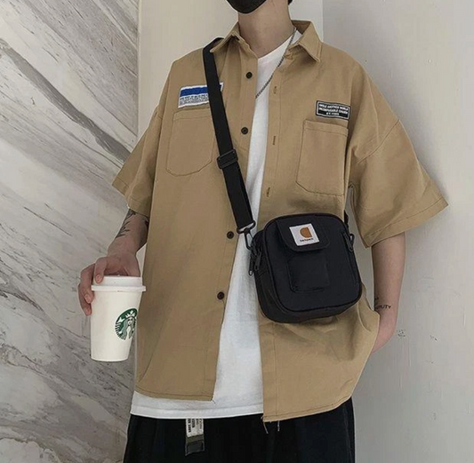 Chris – Chemise de Travail Homme à Manches Courtes avec Motif Bière