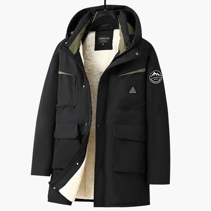 Parka homme grande taille style outdoor avec capuche et poches multiples