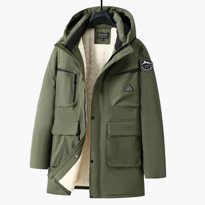 Parka homme grande taille style outdoor avec capuche et poches multiples