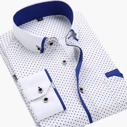 Chemise habillée homme élégante motif géométrique manches longues pour occasions formelles et affaires