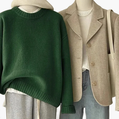 Ensemble décontracté femme style coréen – pull ample et veste chic pour look quotidien élégant