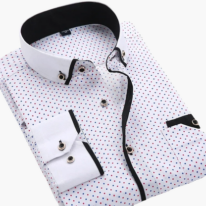 Chemise habillée homme élégante motif géométrique manches longues pour occasions formelles et affaires