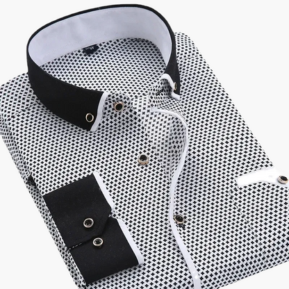 Chemise habillée homme élégante motif géométrique manches longues pour occasions formelles et affaires