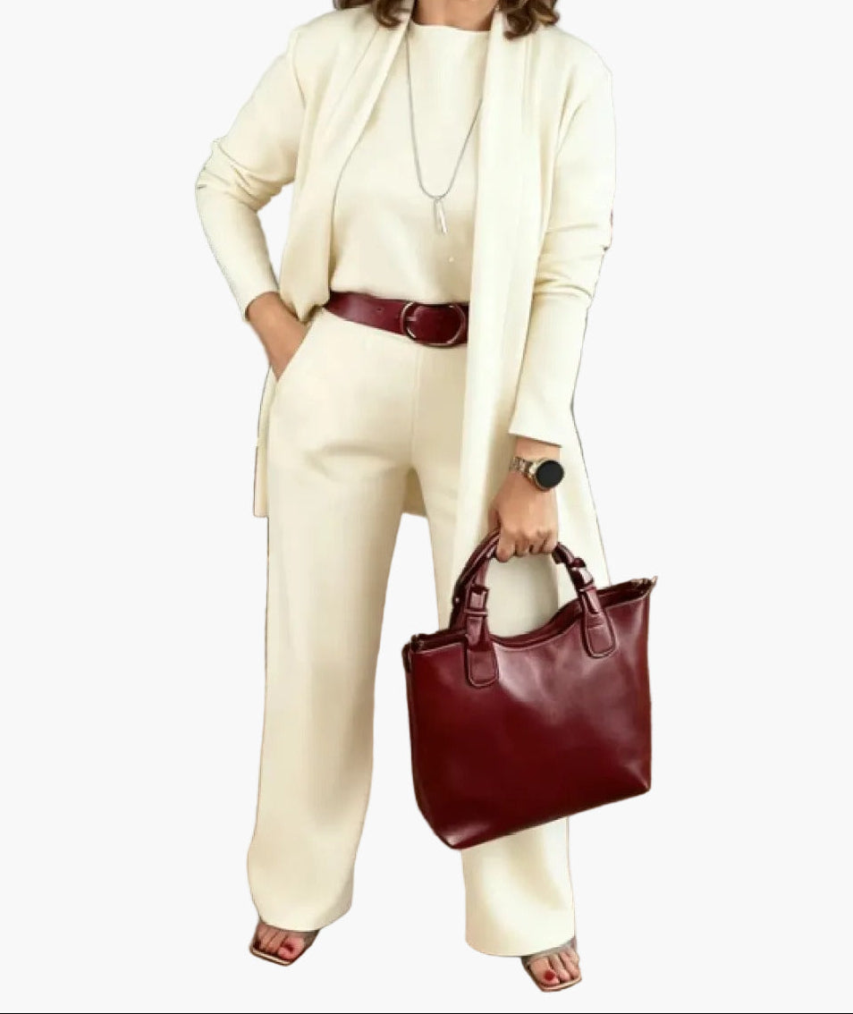 Ensemble 3 Pièces Femme Élégant Style Minimaliste Polyvalent pour Bureau et Loisirs