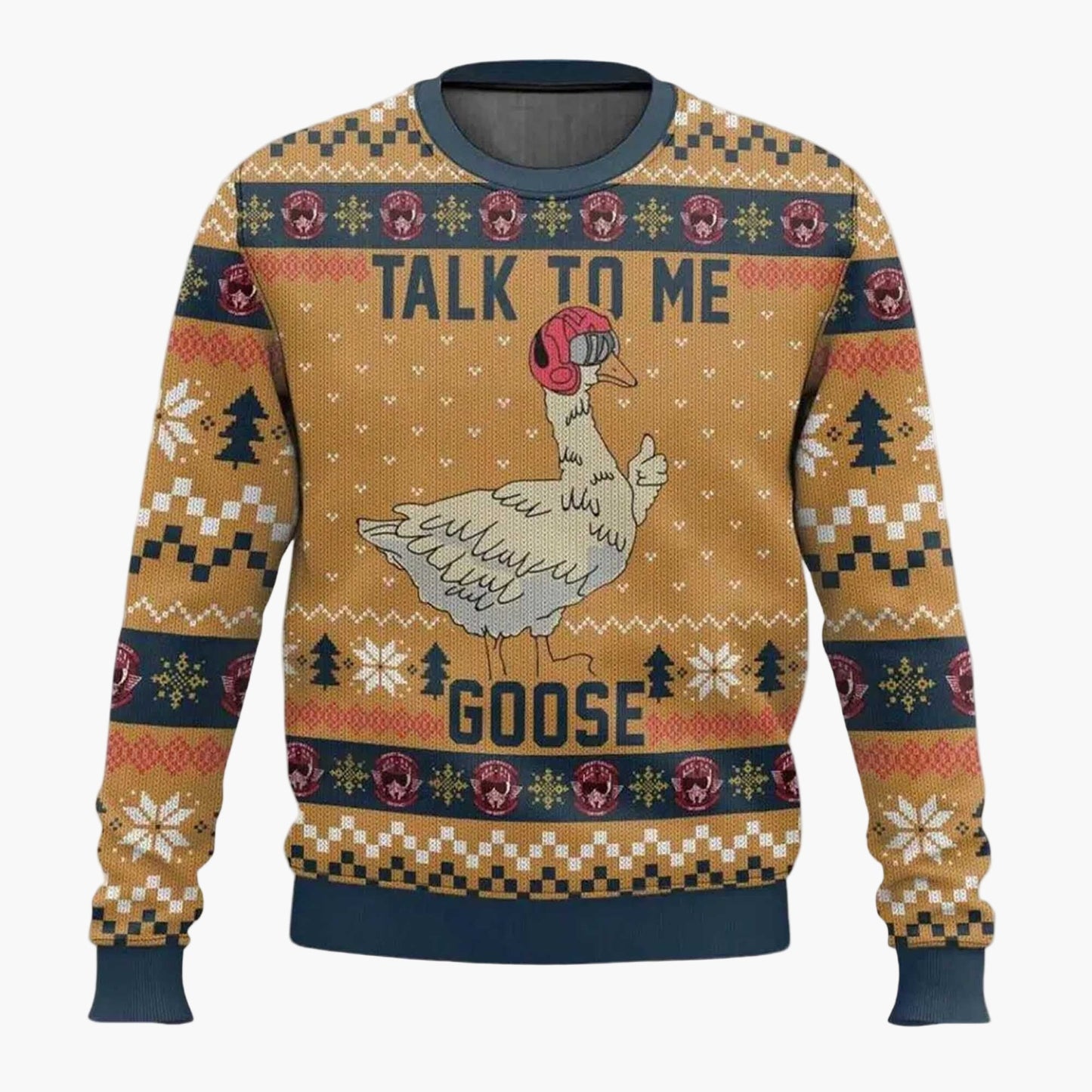 Pull de Noël Homme Style Ugly Sweater Motif Oie Drôle « Talk to Me Goose »
