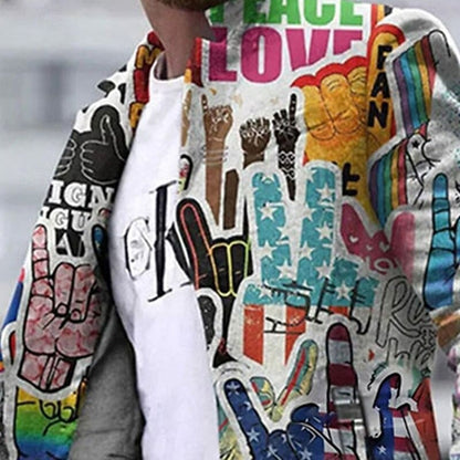 Manteau graphique tendance pour homme – Style urbain moderne, idéal pour toutes occasions