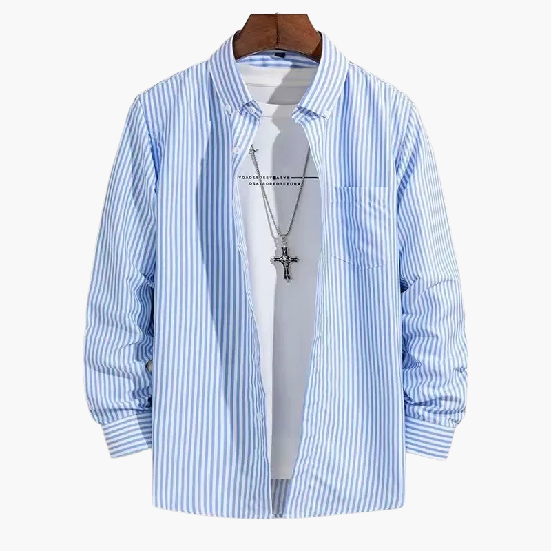 Chemise homme élégante à rayures style business casual – manches longues, tendance urbaine