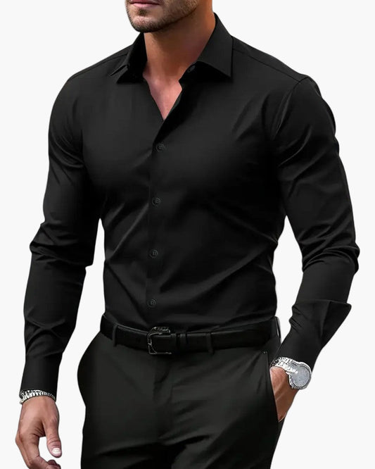 Chemise habillée homme à manches longues coupe ajustée style élégant pour occasions professionnelles et soirées