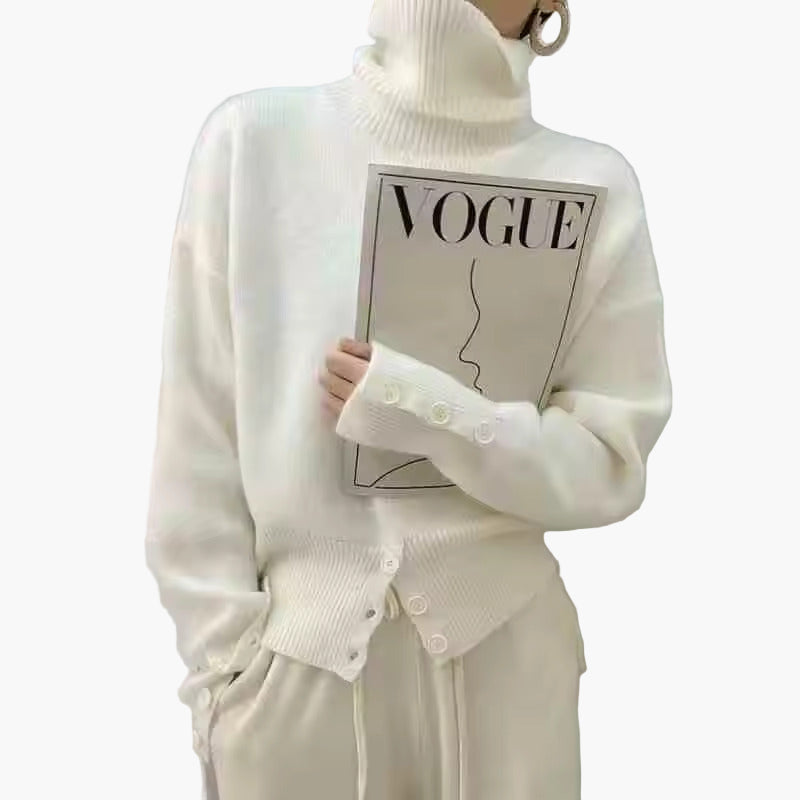 Pull à Col Roulé Décontracté pour Femme – Style Oversize Élégant pour l’Automne et l’Hiver