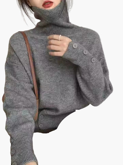 Pull à Col Roulé Décontracté pour Femme – Style Oversize Élégant pour l’Automne et l’Hiver