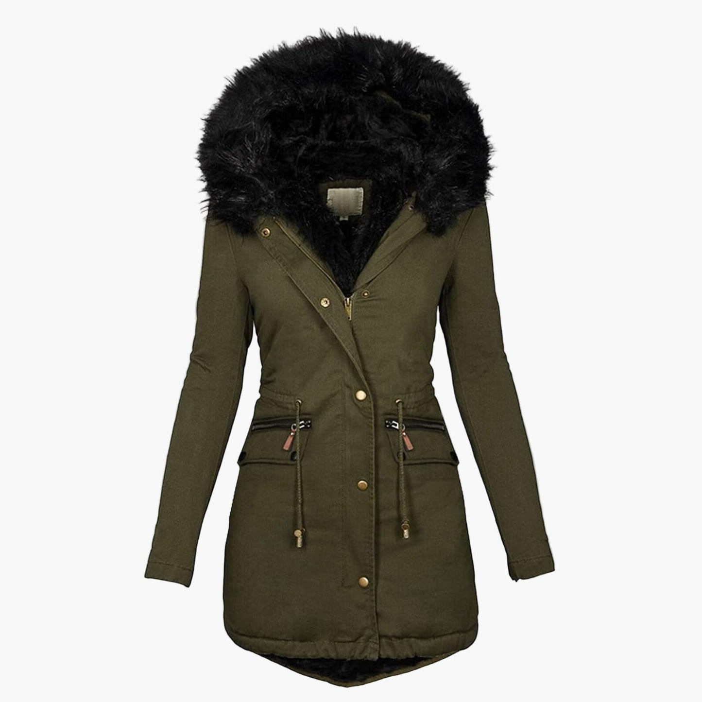 Manteau d’Hiver Femme Élégant à Capuche avec Fourrure – Style Européen Mi-Long pour Temps Froid