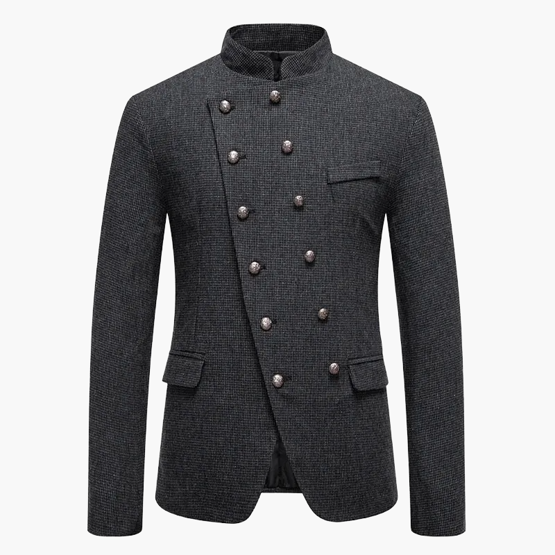 Veste habillée style militaire pour homme à boutons décoratifs, coupe élégante, idéale pour soirées et événements formels