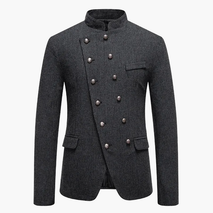 Veste habillée style militaire pour homme à boutons décoratifs, coupe élégante, idéale pour soirées et événements formels