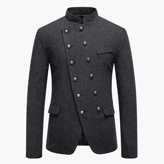 Veste habillée style militaire pour homme à boutons décoratifs, coupe élégante, idéale pour soirées et événements formels