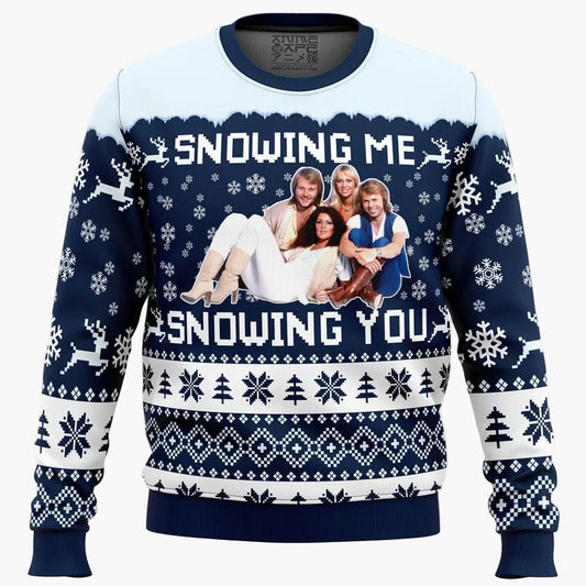 Sweat-shirt de Noël unisexe style pull moche ABBA "Snowing Me, Snowing You"