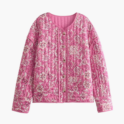 Veste matelassée à imprimé floral style bohème pour femme - Élégante et décontractée