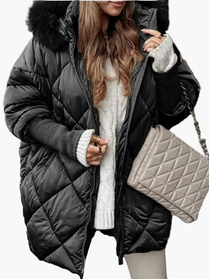 Manteau doudoune oversize à capuche pour femme, style chic et décontracté, idéal pour l'hiver
