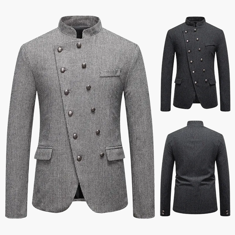 Veste habillée style militaire pour homme à boutons décoratifs, coupe élégante, idéale pour soirées et événements formels