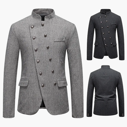 Veste habillée style militaire pour homme à boutons décoratifs, coupe élégante, idéale pour soirées et événements formels