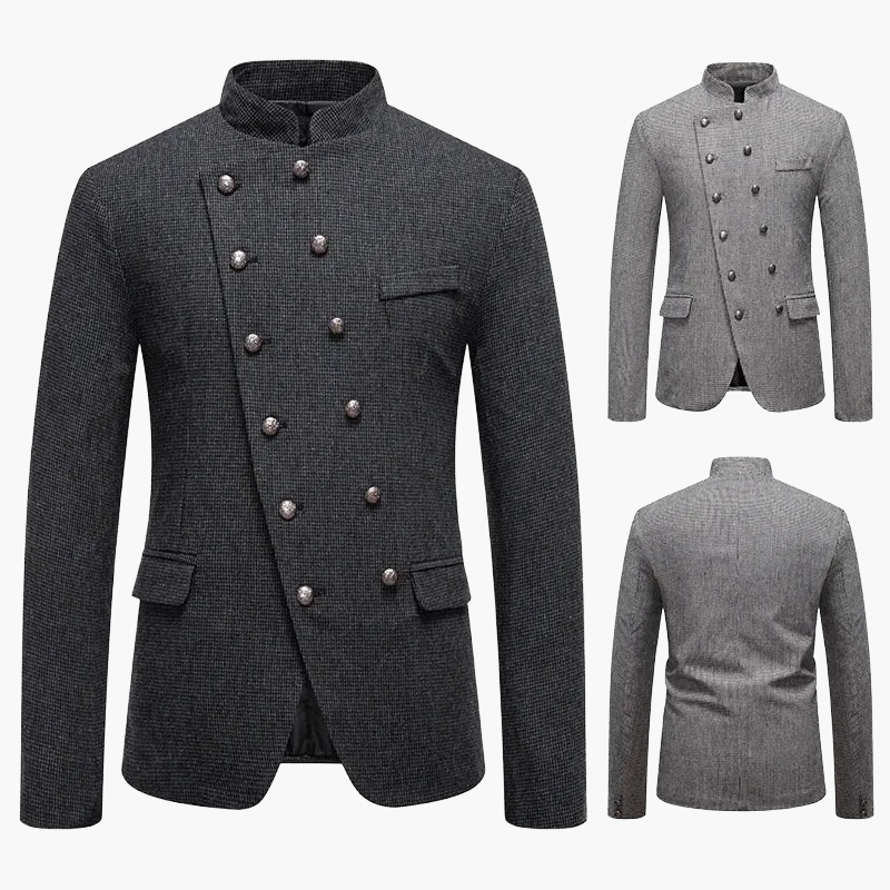 Veste habillée style militaire pour homme à boutons décoratifs, coupe élégante, idéale pour soirées et événements formels