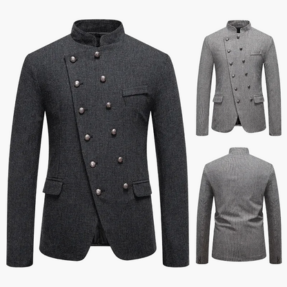 Veste habillée style militaire pour homme à boutons décoratifs, coupe élégante, idéale pour soirées et événements formels