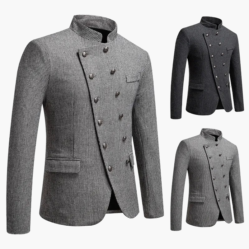 Veste habillée style militaire pour homme à boutons décoratifs, coupe élégante, idéale pour soirées et événements formels