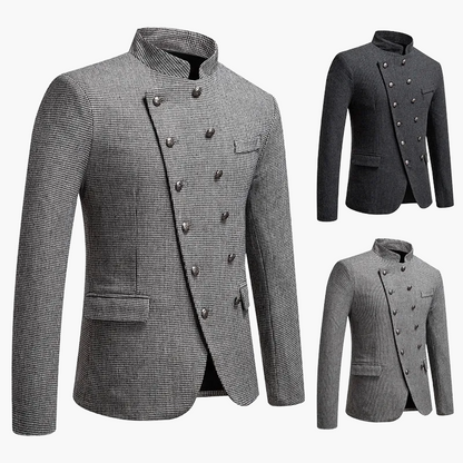 Veste habillée style militaire pour homme à boutons décoratifs, coupe élégante, idéale pour soirées et événements formels