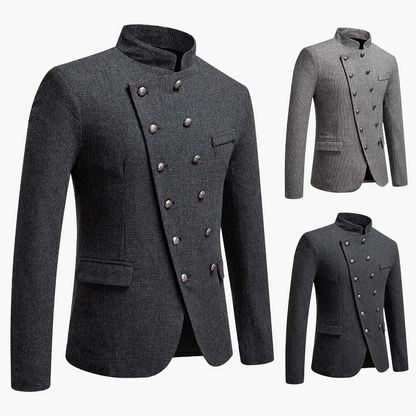 Veste habillée style militaire pour homme à boutons décoratifs, coupe élégante, idéale pour soirées et événements formels