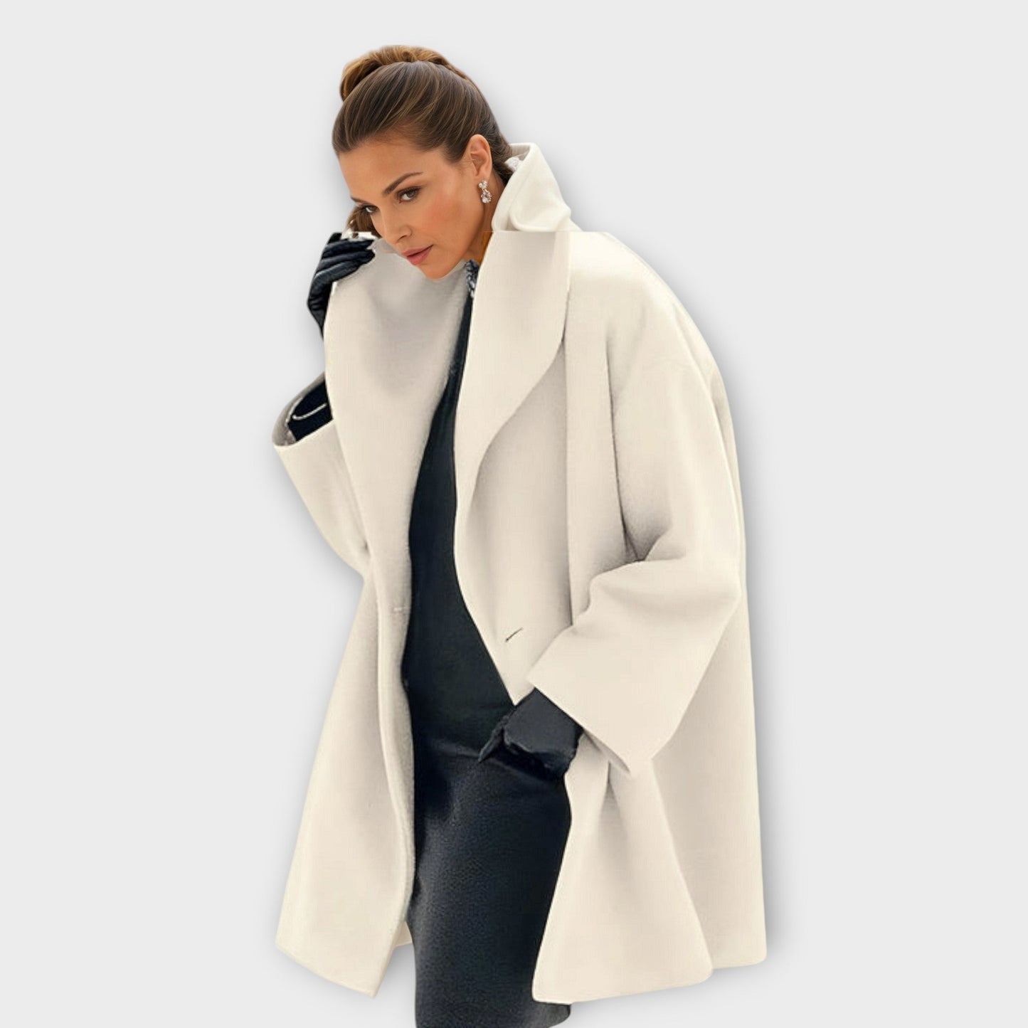 Manteau Femme Élégant à Col Châle Style Oversize pour Bureau et Quotidien